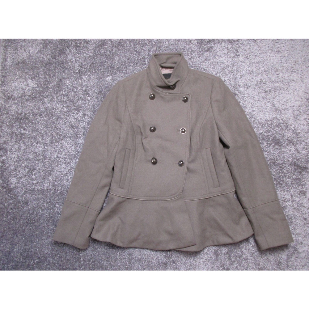 Banana Republic Coat Womens XS Gray Italian Wool Blend Military Style Jacket